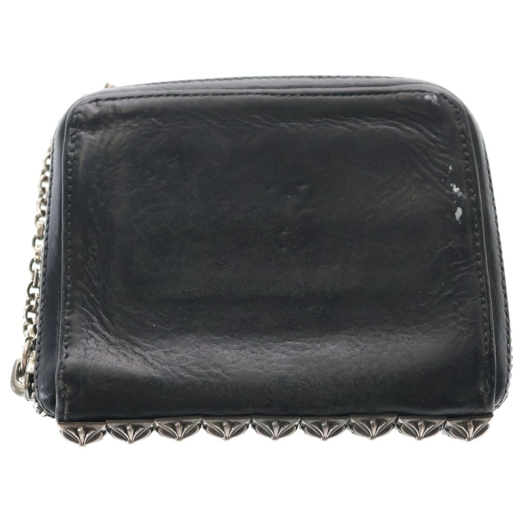 CHROME HEARTS(クロムハーツ) 3 SIDE ZIP 3サイドジップ サイドピラミッドスタッズ レザーウォレット財布 ブラック/シルバー