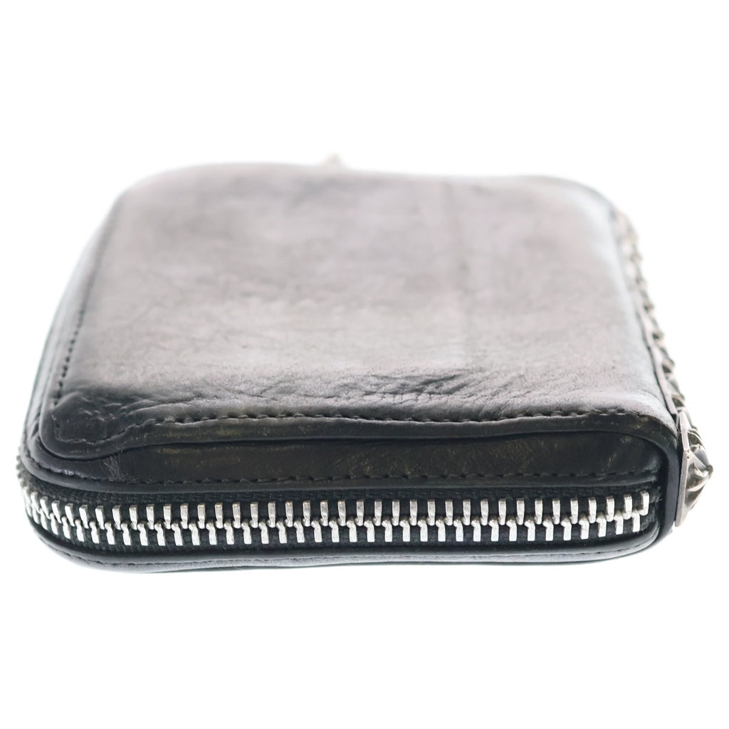 CHROME HEARTS(クロムハーツ) 3 SIDE ZIP 3サイドジップ サイドピラミッドスタッズ レザーウォレット財布 ブラック/シルバー