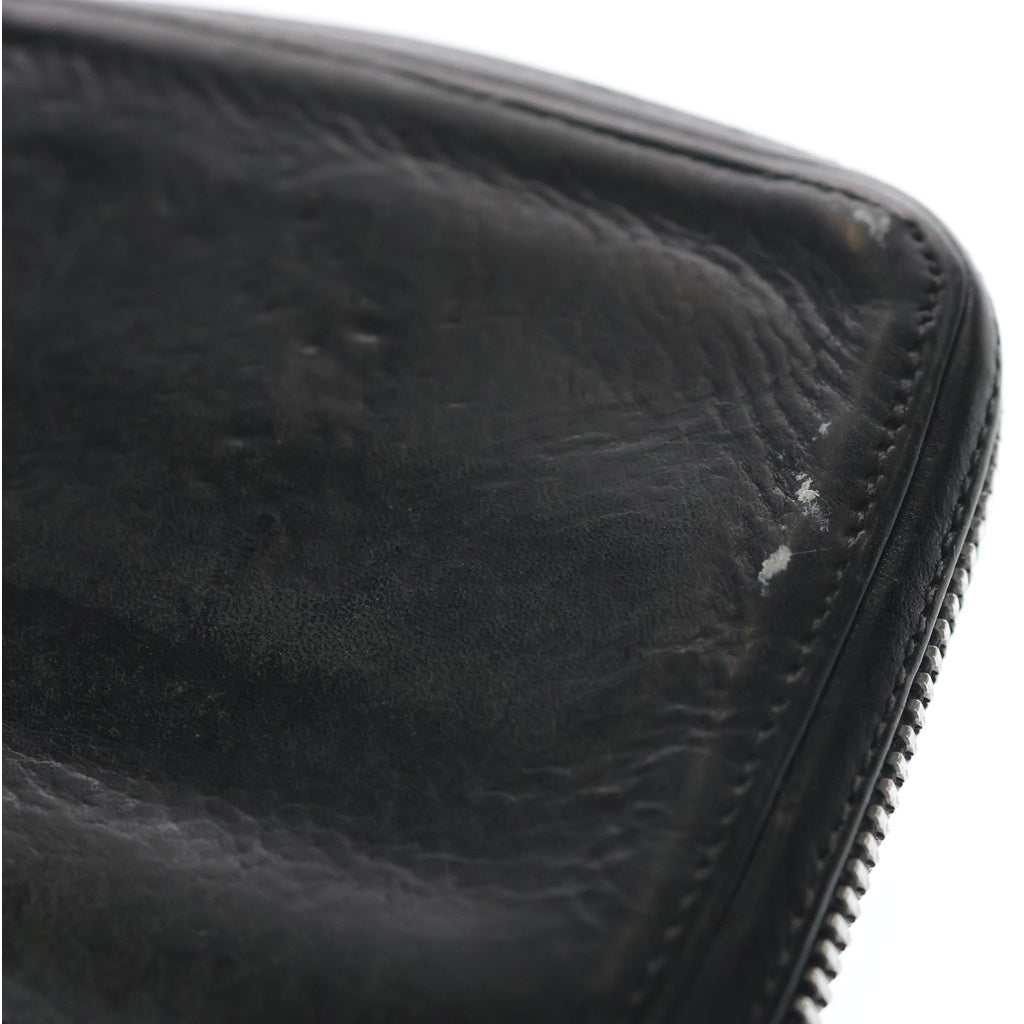 CHROME HEARTS(クロムハーツ) 3 SIDE ZIP 3サイドジップ サイドピラミッドスタッズ レザーウォレット財布 ブラック/シルバー