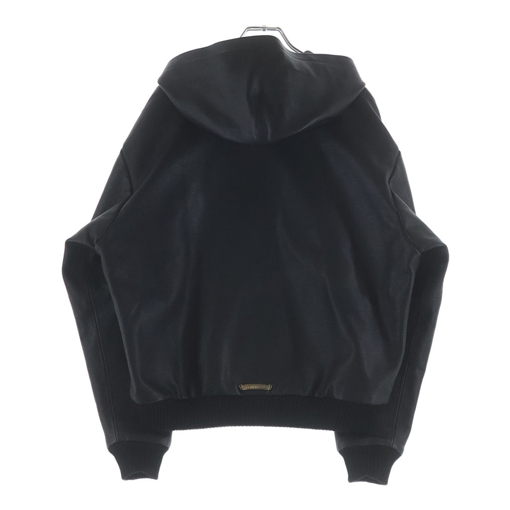 CHROME HEARTS(クロムハーツ) 英字ロゴパッチダガージップアップパーカーレザーブルゾン ブラック