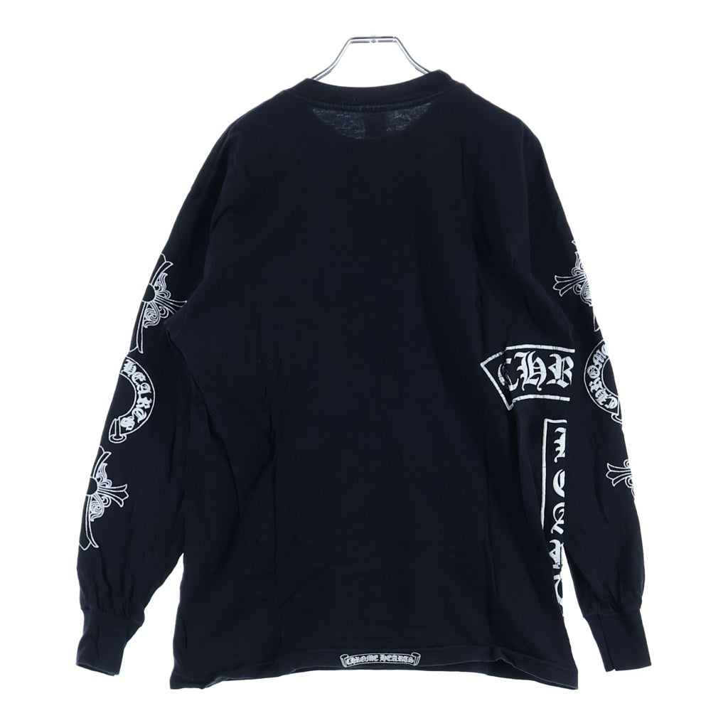 CHROME HEARTS(クロムハーツ) OLD SCROLL LOGO L/S TEE オールド スクロールロゴ アームホースシュープリント長袖Tシャツ ブラック