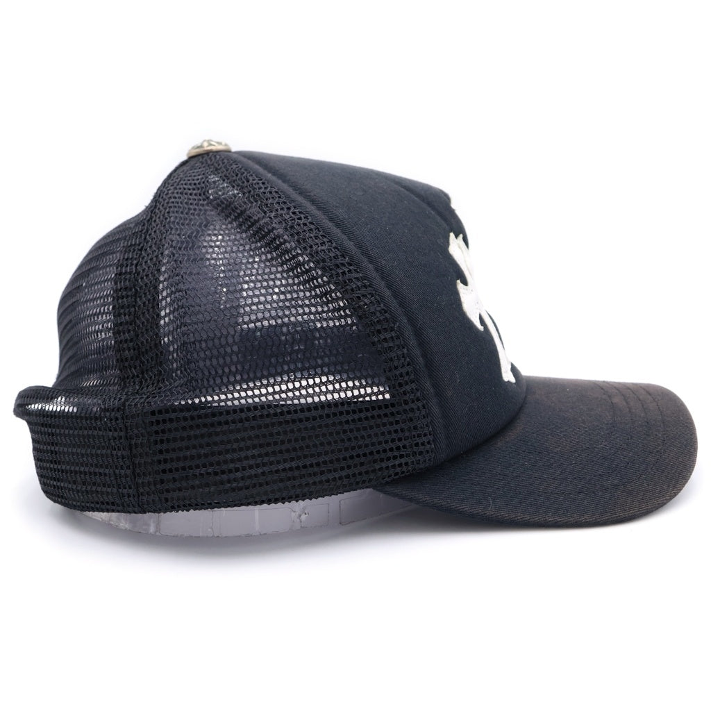 CHROME HEARTS(クロムハーツ) TRUCKER CAP トラッカーキャップ 3セメタリーレザーパッチメッシュキャップ 帽子 ブラック/ホワイト