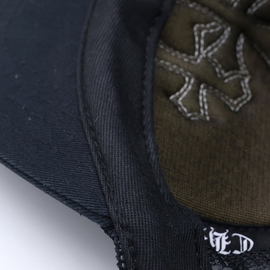 CHROME HEARTS(クロムハーツ) TRUCKER CAP トラッカーキャップ 3セメタリーレザーパッチメッシュキャップ 帽子 ブラック/ホワイト