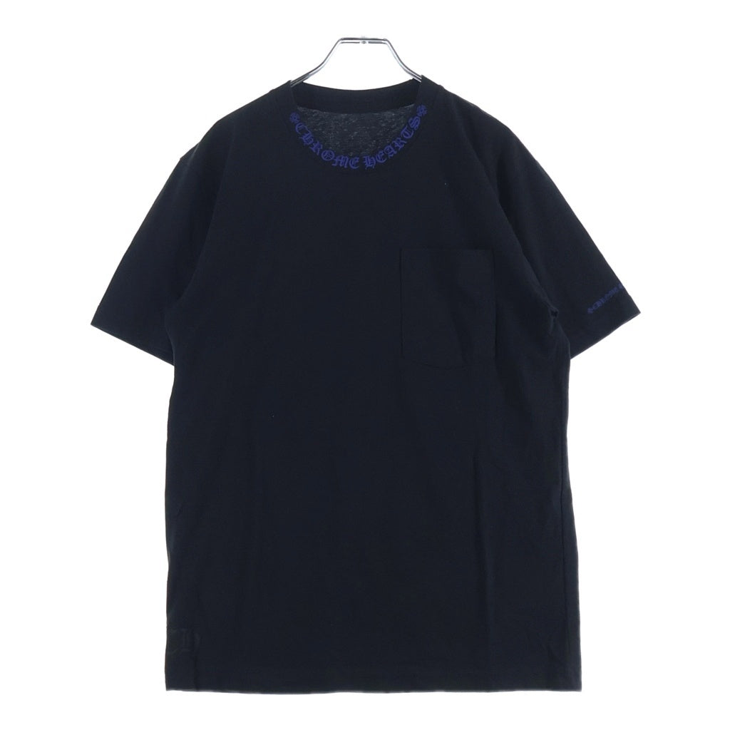CHROME HEARTS(クロムハーツ) CH T-SHRT/1 ネックロゴプリントTシャツ カットソー ブラック/ブルー