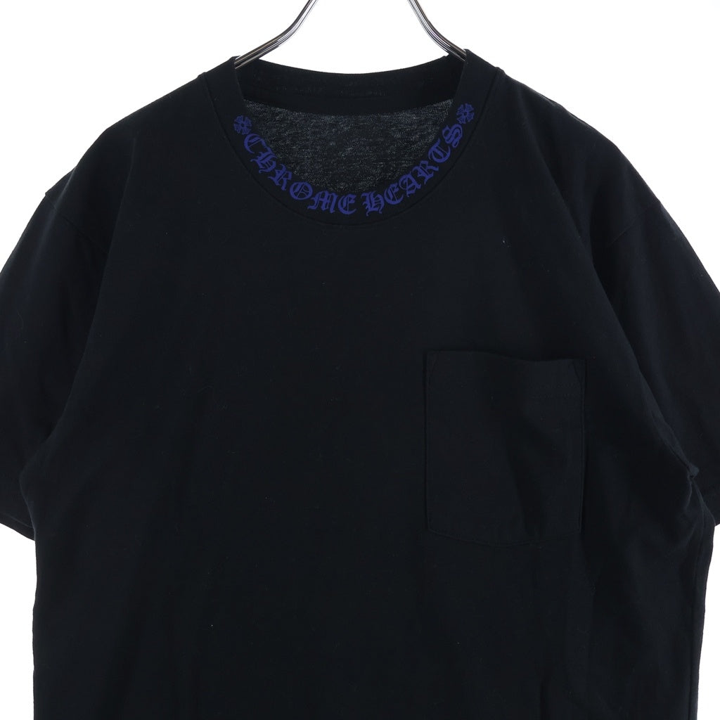 CHROME HEARTS(クロムハーツ) CH T-SHRT/1 ネックロゴプリントTシャツ カットソー ブラック/ブルー