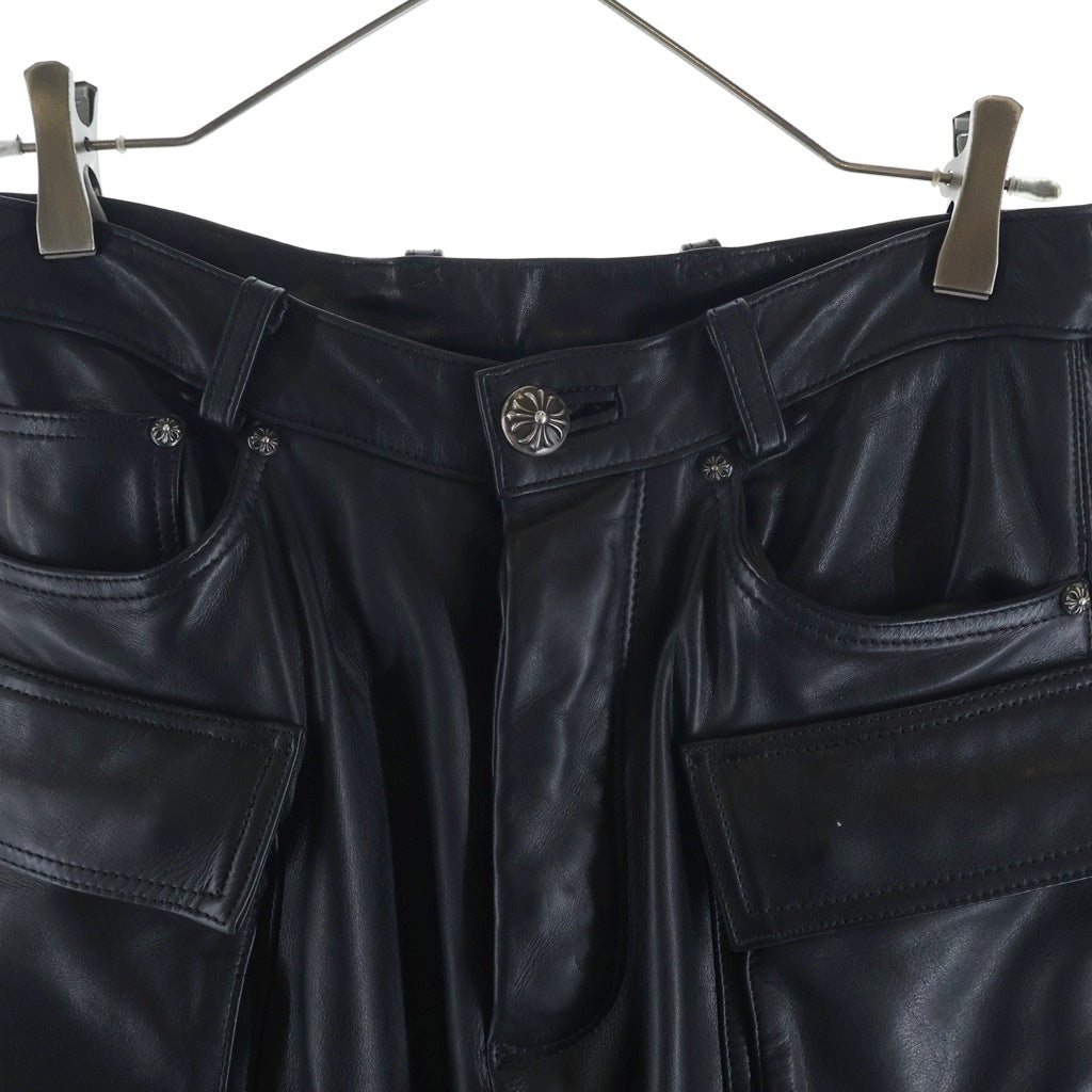 CHROME HEARTS(クロムハーツ) FATIGUE LTHR レザーファティーグ クロスパッチクロスボールボタンレザーハーフパンツ