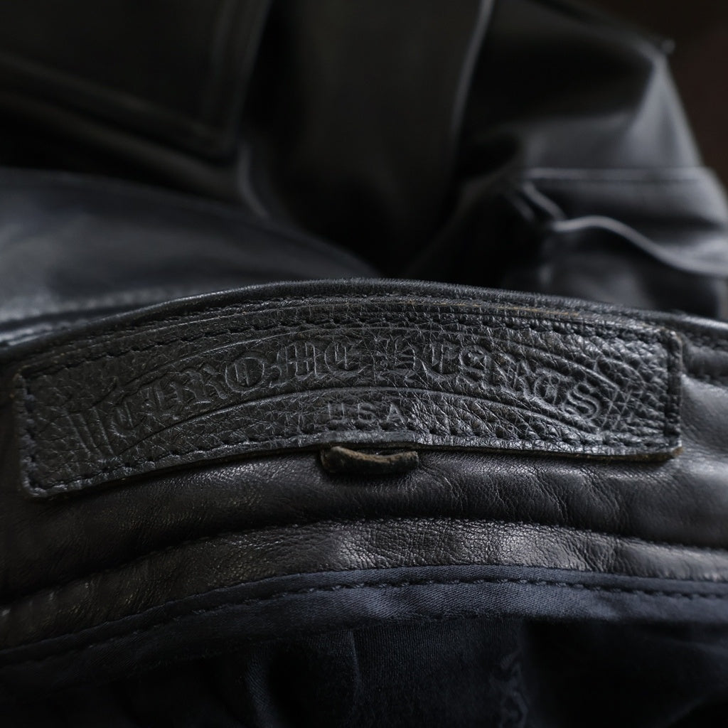 CHROME HEARTS(クロムハーツ) FATIGUE LTHR レザーファティーグ クロスパッチクロスボールボタンレザーハーフパンツ