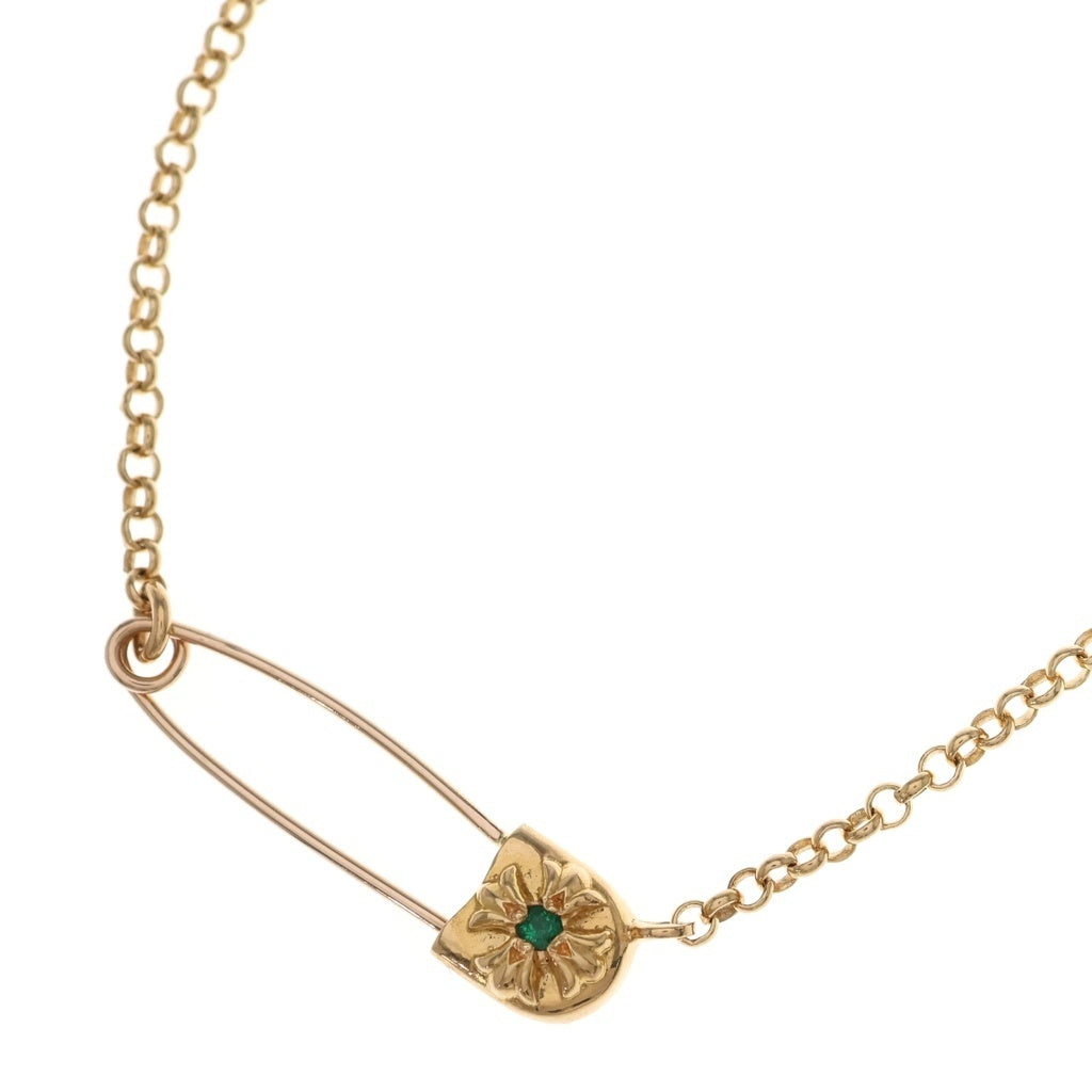 CHROME HEARTS(クロムハーツ) 22K SAFETY PIN NECKLACE R16 1EMRLD セーフティピンネックレス 1エメラルド