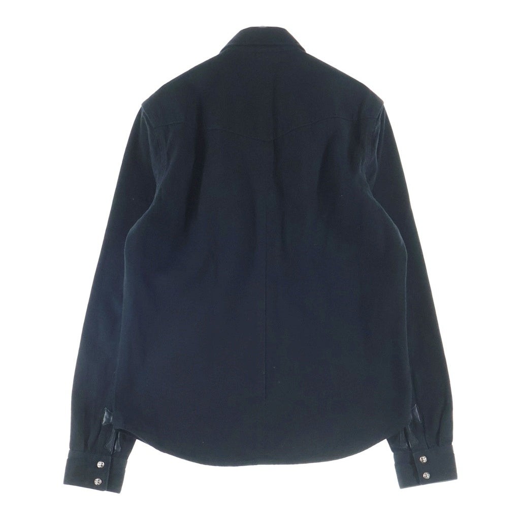 CHROME HEARTS(クロムハーツ) OLD DENIM WESTERN オールド クロスボールボタン 袖裾レザークロスパッチ デニムウエスタン長袖シャツ ブラック