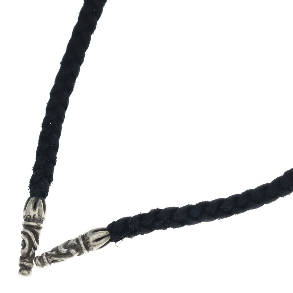 CHROME HEARTS(クロムハーツ) LEATHER BRAID SCROLL ネックレス レザーブレイドネックレス ブラック/シルバー BCA377