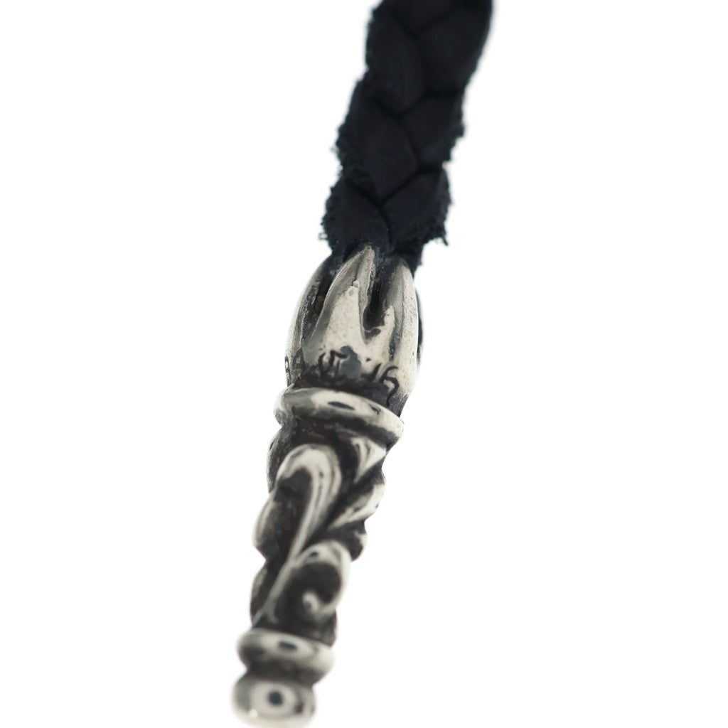 CHROME HEARTS(クロムハーツ) LEATHER BRAID SCROLL ネックレス レザーブレイドネックレス ブラック/シルバー BCA377