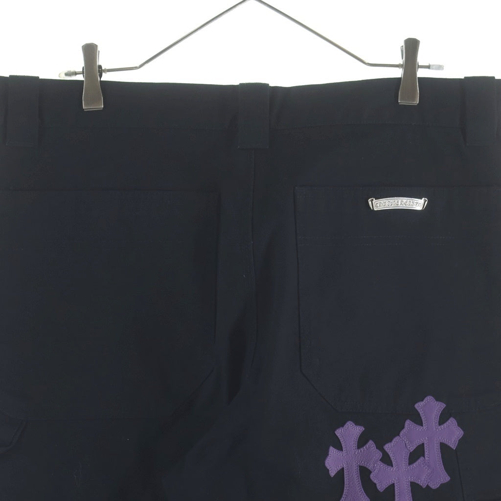 CHROME HEARTS(クロムハーツ) CARPENTER CNVS BLK クロスパッチ付きカーペンターロングパンツ ブラック/パープル