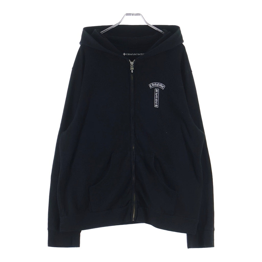 CHROME HEARTS(クロムハーツ) SWTSHRT HD ZIP ダガージップ アームフローラル バックホースシュープリント ジップアップスウェットパーカー フーディー ブラック