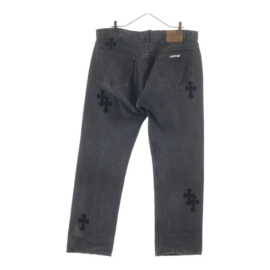 CHROME HEARTS(クロムハーツ) U VNTG JEAN BLK RED TAB クロスパッチ付きウォッシュド501デニムパンツ ブラック