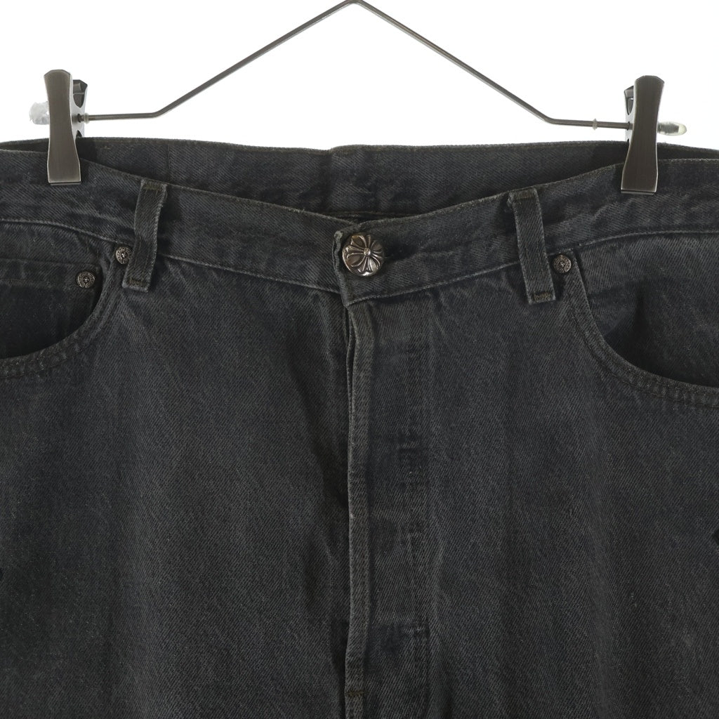 CHROME HEARTS(クロムハーツ) U VNTG JEAN BLK RED TAB クロスパッチ付きウォッシュド501デニムパンツ ブラック