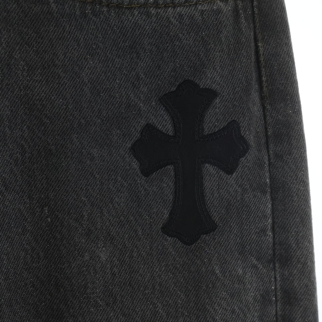 CHROME HEARTS(クロムハーツ) U VNTG JEAN BLK RED TAB クロスパッチ付きウォッシュド501デニムパンツ ブラック