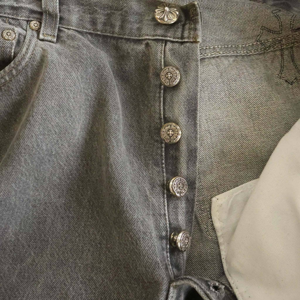 CHROME HEARTS(クロムハーツ) U VNTG JEAN BLK RED TAB クロスパッチ付きウォッシュド501デニムパンツ ブラック