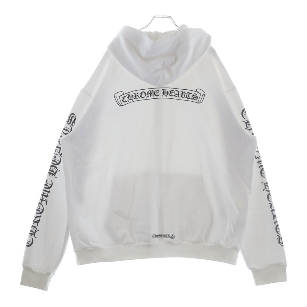 CHROME HEARTS(クロムハーツ) SWTSHRT HD ZIP バックスクロールラベルプリント ジップアップパーカー フーディー ホワイト