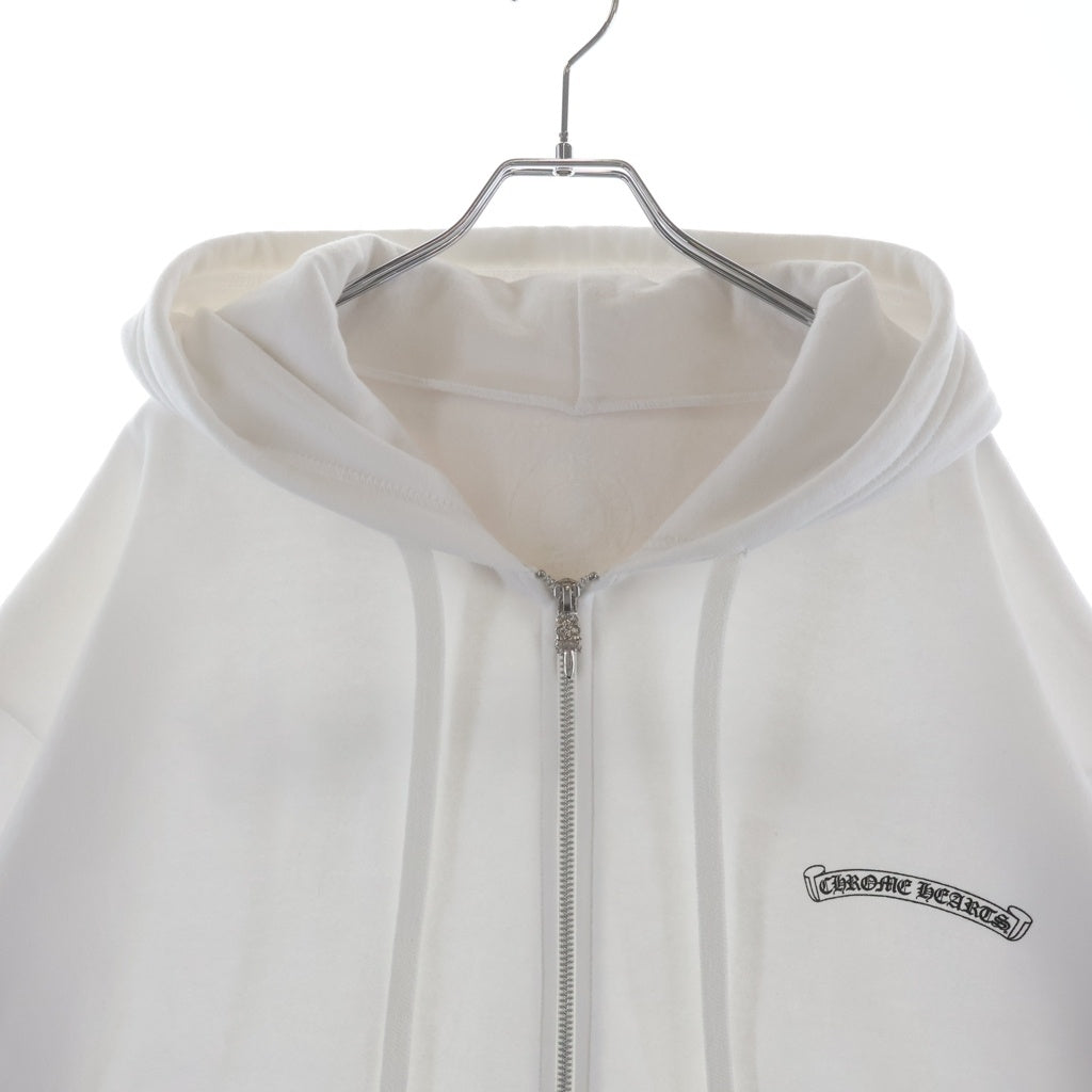 CHROME HEARTS(クロムハーツ) SWTSHRT HD ZIP バックスクロールラベルプリント ジップアップパーカー フーディー ホワイト