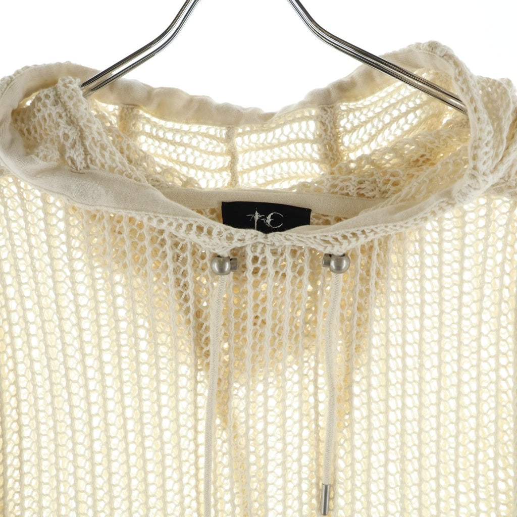 THUG CLUB(サグクラブ) TC LINE MESH KNIT HOODIE ドローストリング付き メッシュニットフーディー ホワイト