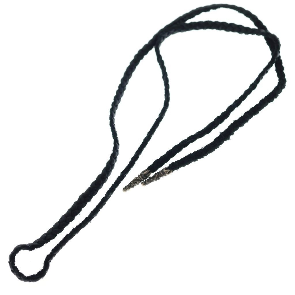 CHROME HEARTS(クロムハーツ) LEATHER BRAID SCROLL ネックレス レザーブレイドネックレス ブラック/シルバー BCA377