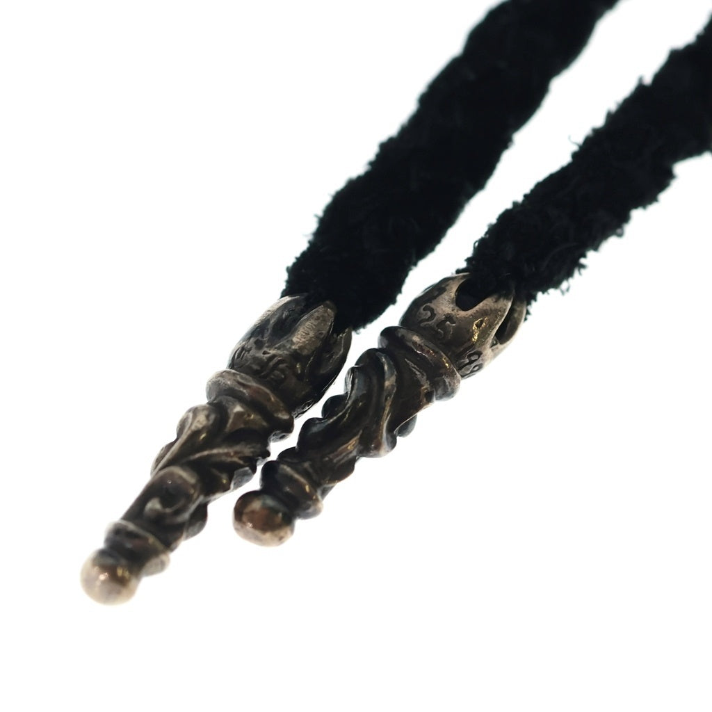 CHROME HEARTS(クロムハーツ) LEATHER BRAID SCROLL ネックレス レザーブレイドネックレス ブラック/シルバー BCA377