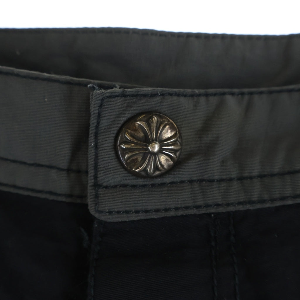 CHROME HEARTS(クロムハーツ) CEMETERY CROSS PATCH SWIM PANTS CRS BTN クロスボールボタン スクロールラベル付 ハーフパンツ ブラック