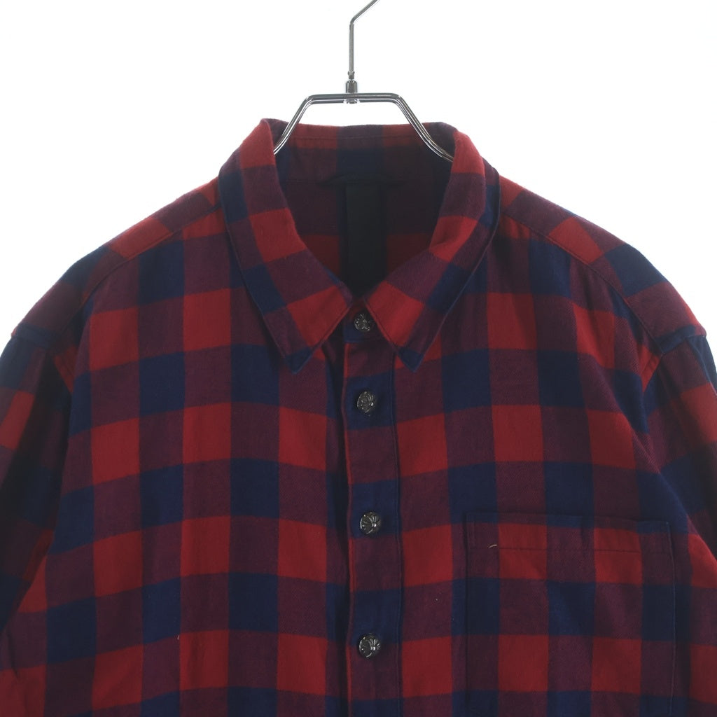 CHROME HEARTS(クロムハーツ) LOOSE END ルーズエンド 袖スターパッチ付チェックシャツ ブルー