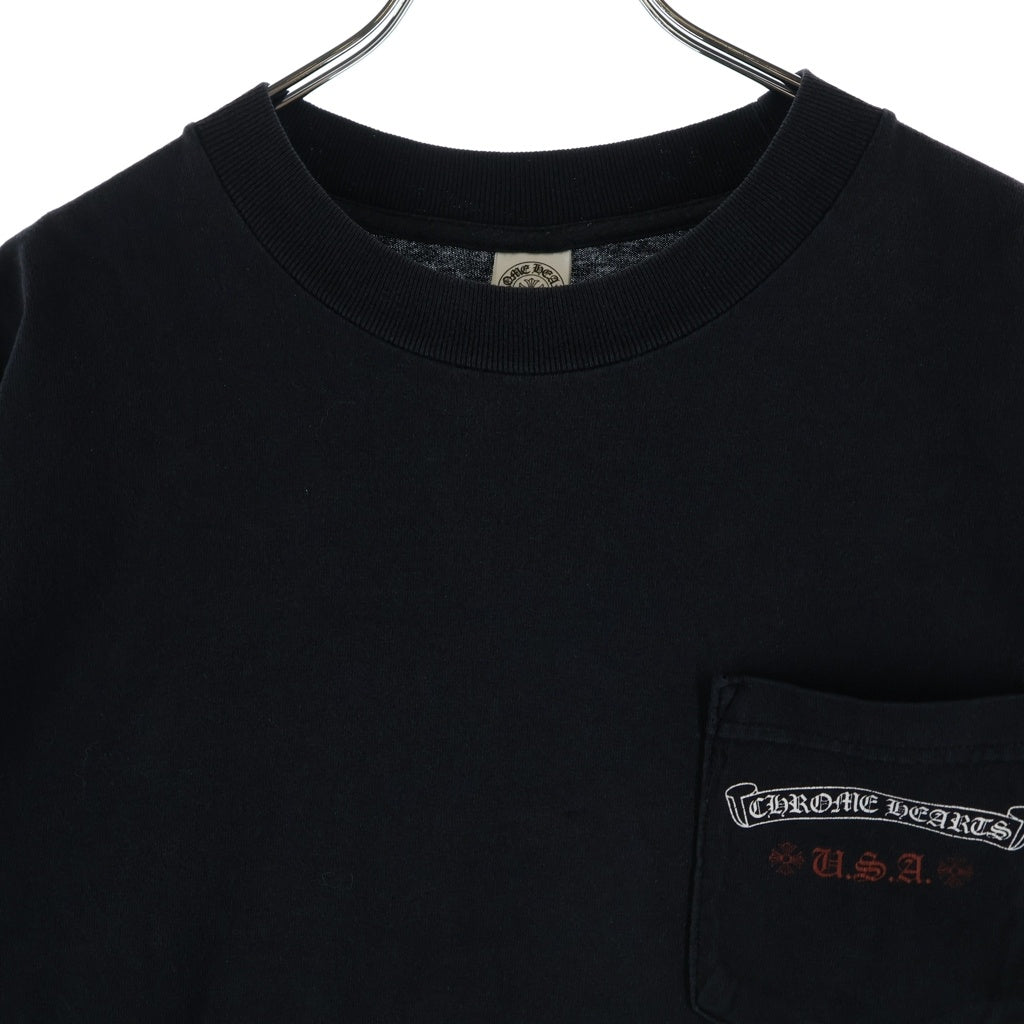 CHROME HEARTS(クロムハーツ) OLD AMERICAN FLAG TEE オールド アメリカンフラッグTシャツ 星条旗 ホースシュープリント 半袖カットソー ブラック