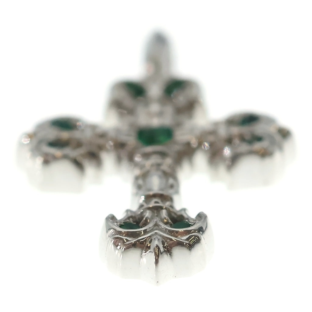 CHROME HEARTS(クロムハーツ) 18K CHARM FILIGREE TINY P EMRLD タイニーフィリグリー PAVEエメラルド ホワイトゴールドネックレストップ