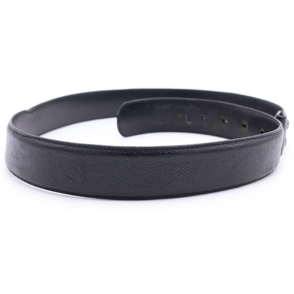 CHROME HEARTS(クロムハーツ) 1.5 STRAP 1.5inchスクロールレーベルリベッツ レザーベルト ブラック