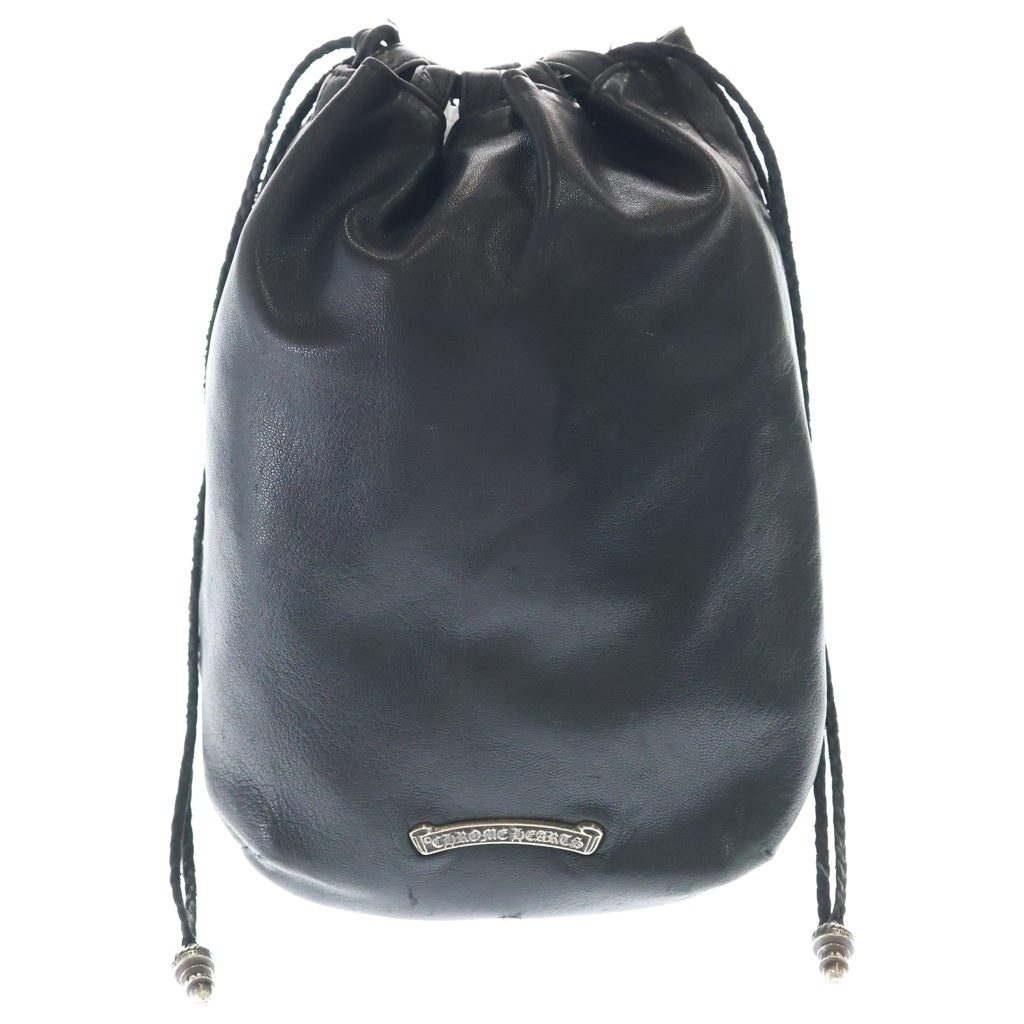 CHROME HEARTS(クロムハーツ) DRW STRNG SACK CRS PATCH クロスパッチドローストリングサックレザー巾着ハンドバッグ