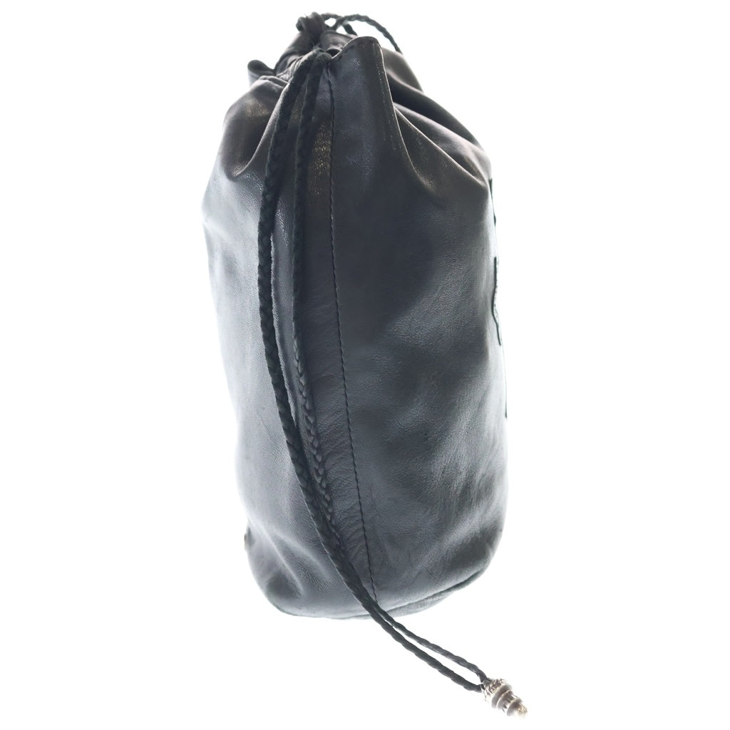 CHROME HEARTS(クロムハーツ) DRW STRNG SACK CRS PATCH クロスパッチドローストリングサックレザー巾着ハンドバッグ