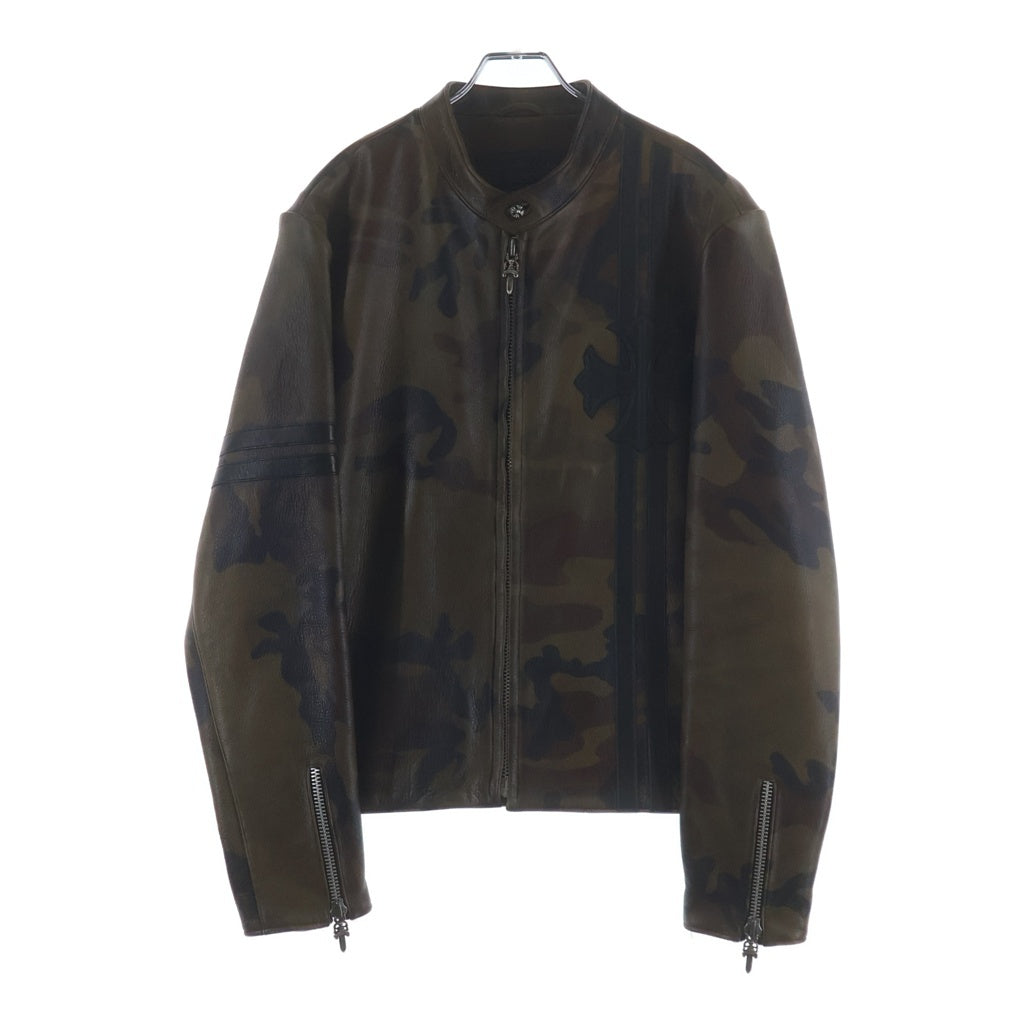 CHROME HEARTS(クロムハーツ) RACING2 レーシング2 ホースシューレザーパッチ付きレザージャケット カモフラージュ/カーキ