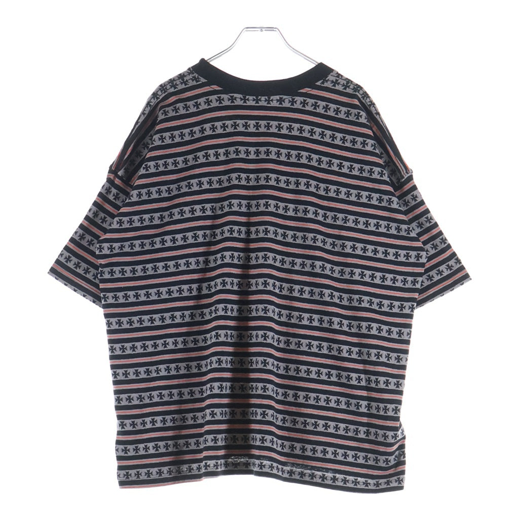CHROME HEARTS(クロムハーツ) Y NOT MATTY BOY STRIPE CH PLUS TEE マッティボーイ ストライプ CHプラス総柄 Tシャツ ブラック/レッド