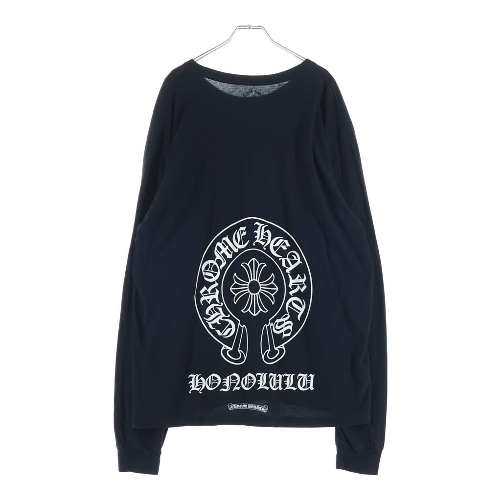 CHROME HEARTS(クロムハーツ) CH L S 1 ホノルル限定 バックホースシューアームフローラルプリント長袖カットソー ブラック