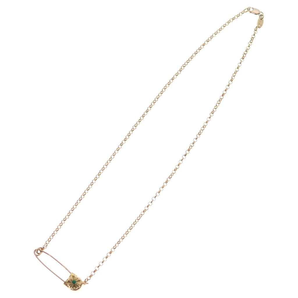 CHROME HEARTS(クロムハーツ) 22K SAFETY PIN R16 1EMRLDセーフティピンロールチェーン 1エメラルドゴールドネックレス