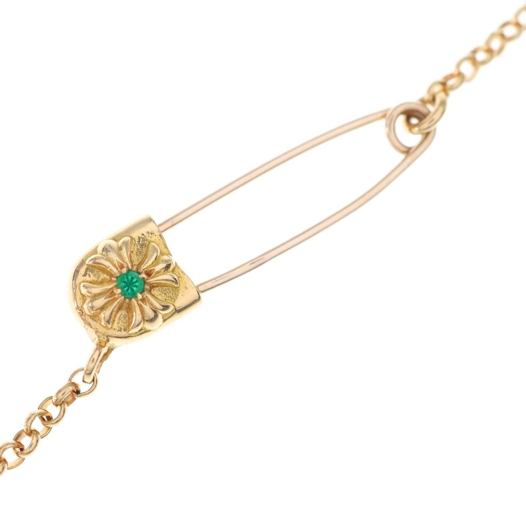 CHROME HEARTS(クロムハーツ) 22K SAFETY PIN R16 1EMRLDセーフティピンロールチェーン 1エメラルドゴールドネックレス
