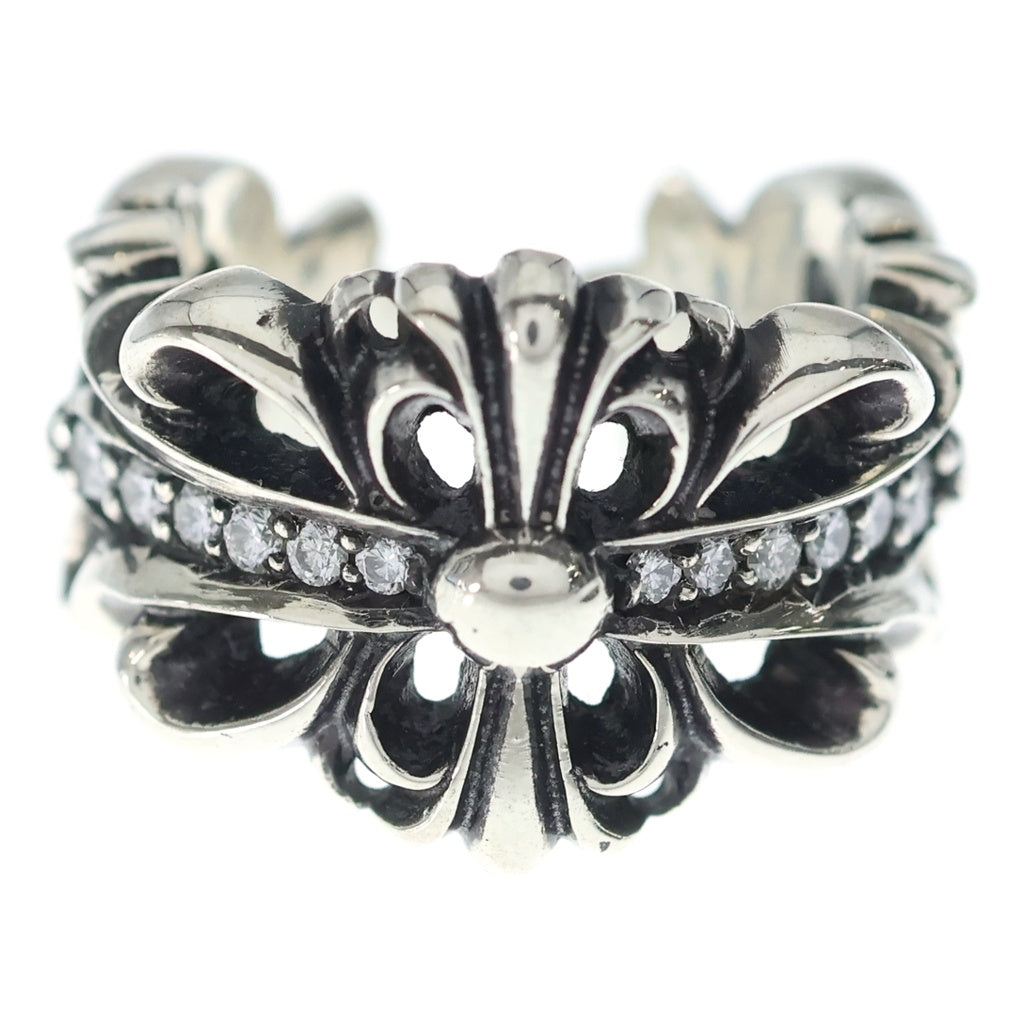 CHROME HEARTS(クロムハーツ) DBL FLRL CRS P D ダブルフローラルクロス PAVEダイヤ シルバーリング