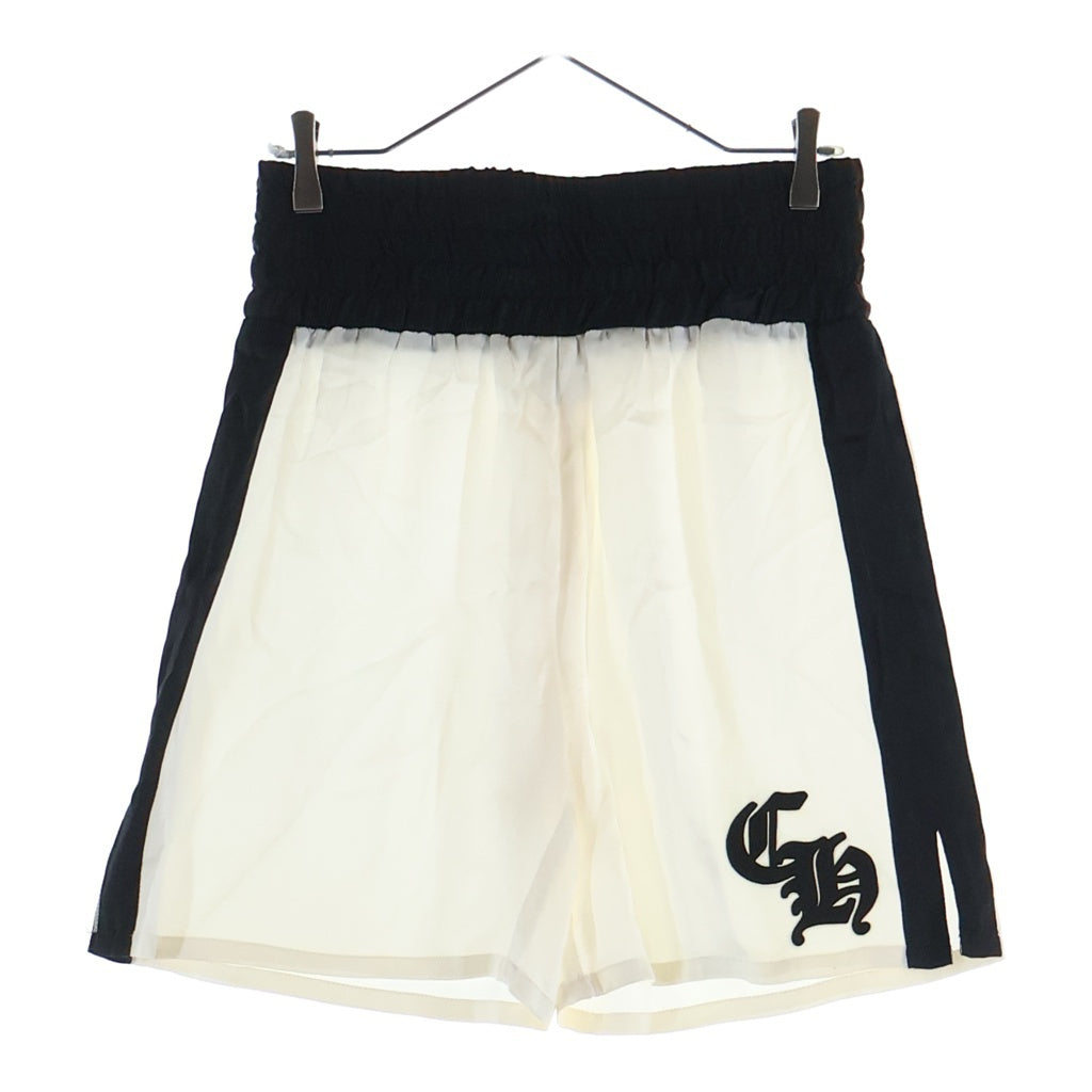 CHROME HEARTS(クロムハーツ) CHパッチ付き シルク ボクサーハーフパンツ ブラック/ホワイト