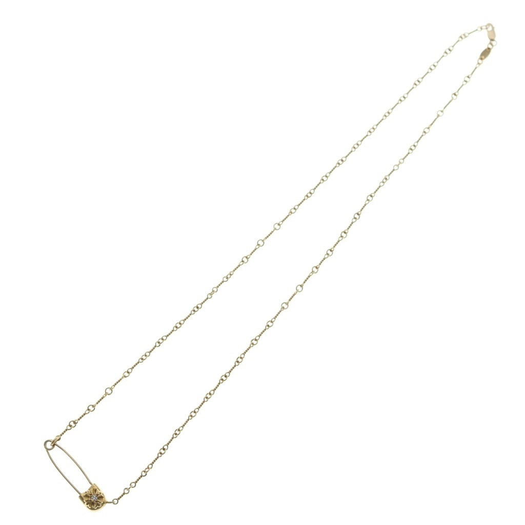 CHROME HEARTS(クロムハーツ) 22K SAFETY PIN T20 セーフティピンツイストチェーン 1ダイヤ ゴールドネックレス