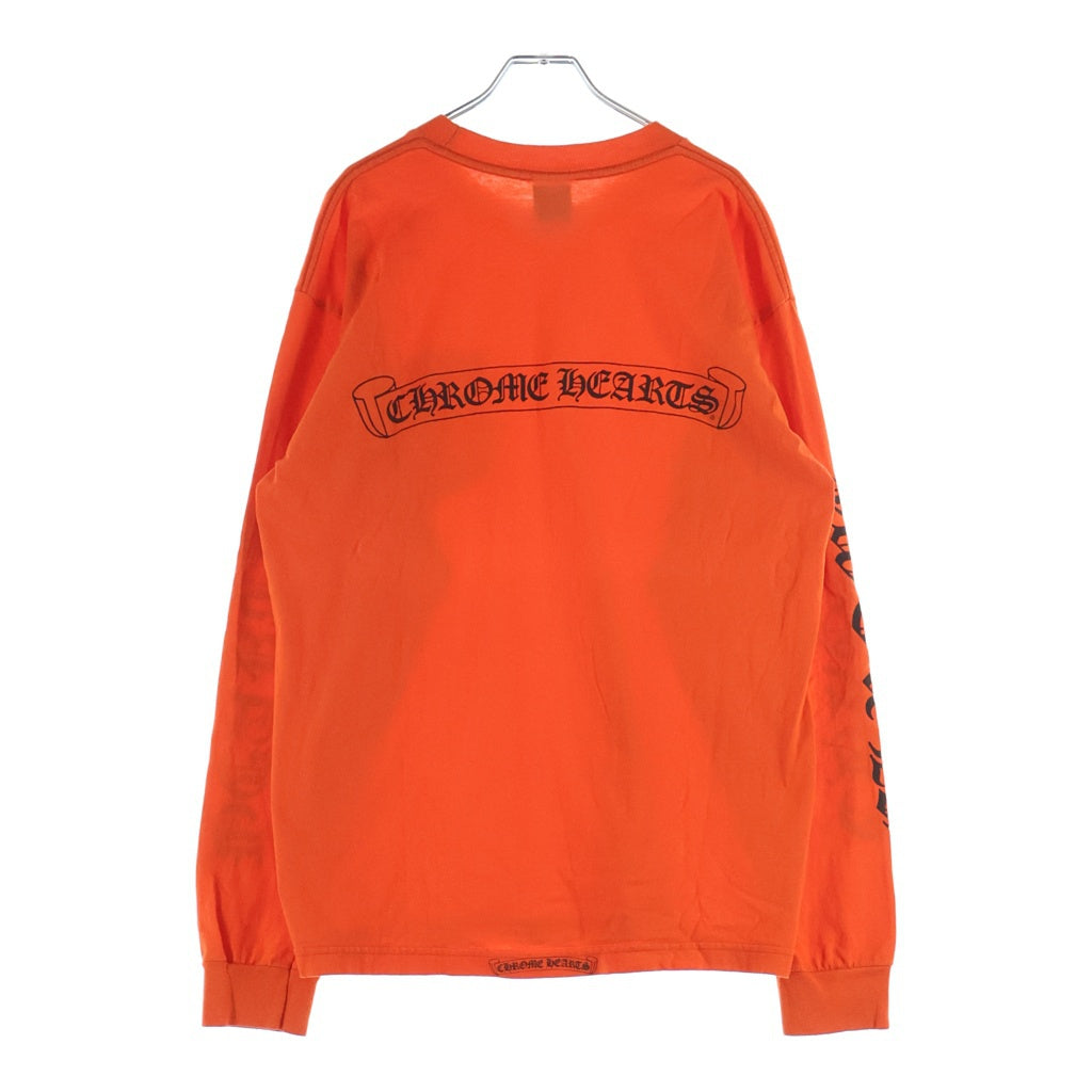 CHROME HEARTS(クロムハーツ) OLD CH LOGO L/S TEE オールド CHロゴ バックスクロールプリント長袖Tシャツ オレンジ/ブラック