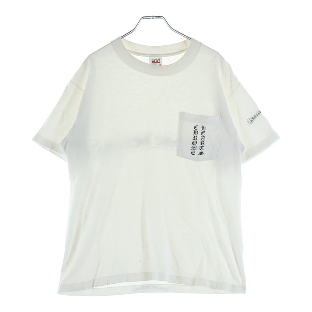 CHROME HEARTS(クロムハーツ) OLD CH T-SHIRT スクロールラベルプリント クルーネック ポケット anvil タグ 半袖Tシャツカットソー ホワイト