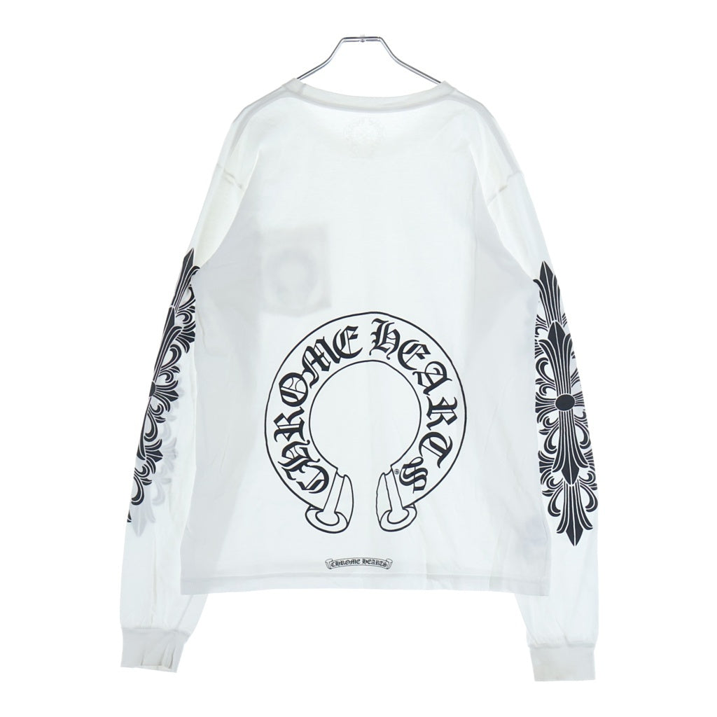 CHROME HEARTS(クロムハーツ) CH L/S T-SHIRT バックホースシュー アームフローラル 長袖Tシャツ ロンT ホワイト