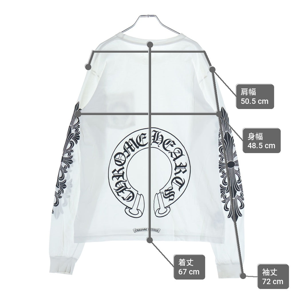 CHROME HEARTS(クロムハーツ) CH L/S T-SHIRT バックホースシュー アームフローラル 長袖Tシャツ ロンT ホワイト
