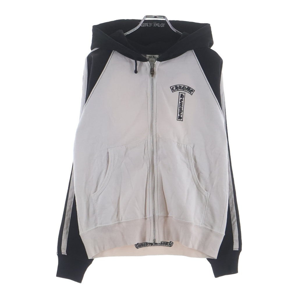 CHROME HEARTS(クロムハーツ) OLD SWTSHRT HD ZIP T‐BAR バックスクロール刺繍パーカー ブラック/ホワイト