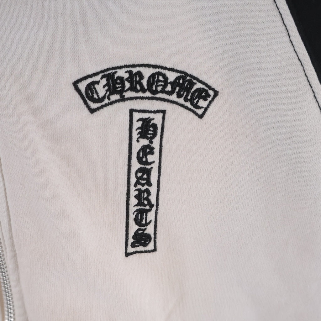 CHROME HEARTS(クロムハーツ) OLD SWTSHRT HD ZIP T‐BAR バックスクロール刺繍パーカー ブラック/ホワイト