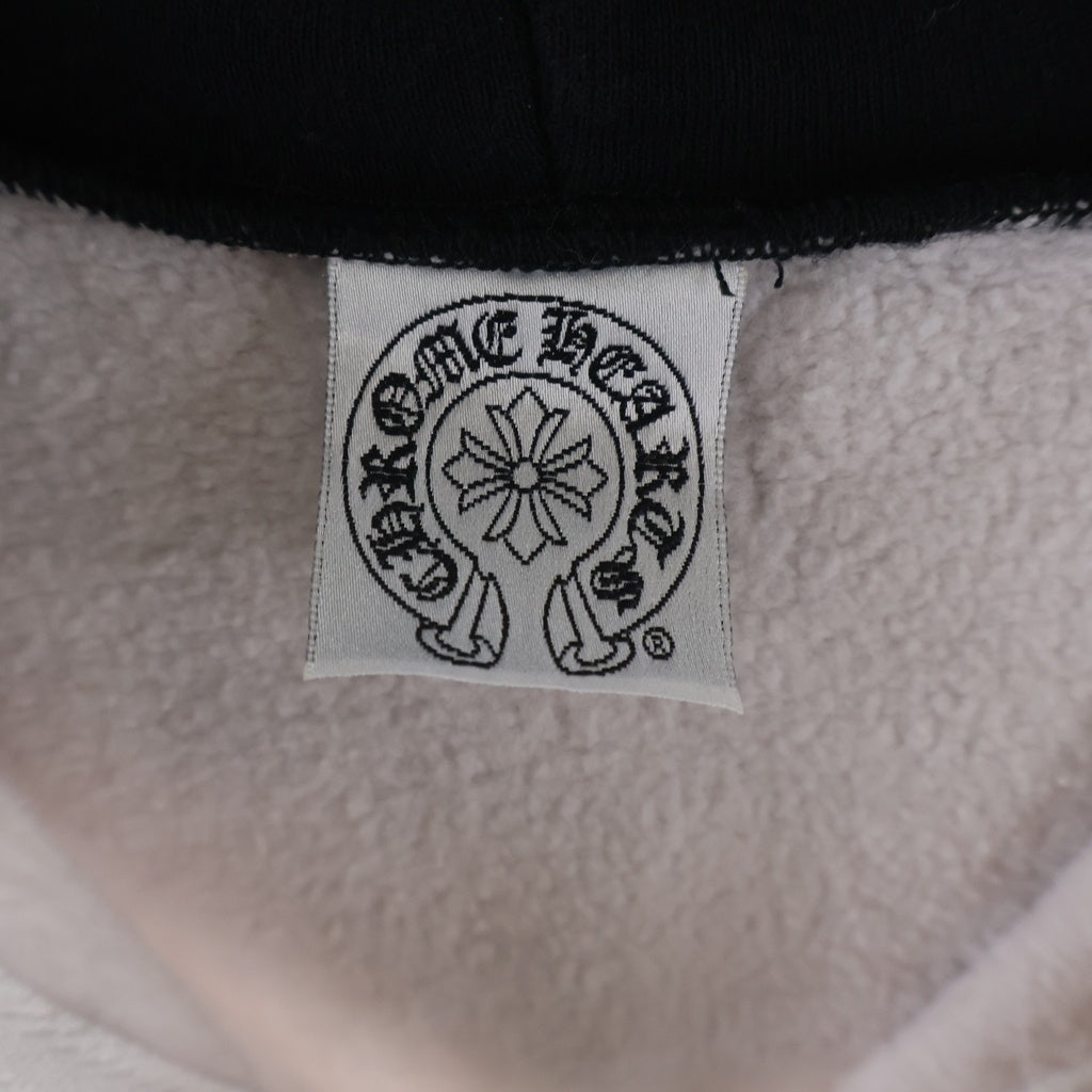 CHROME HEARTS(クロムハーツ) OLD SWTSHRT HD ZIP T‐BAR バックスクロール刺繍パーカー ブラック/ホワイト