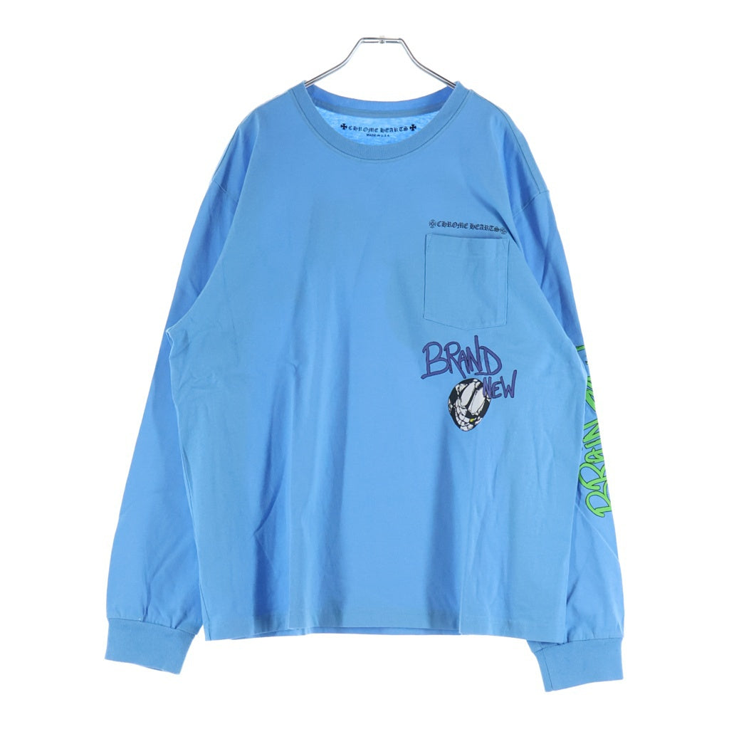 CHROME HEARTS(クロムハーツ) ×MATTY BOY BRAIN NEW L/S TEE ×マッティボーイ ブレインニュー クルーネック長袖Tシャツカットソー ロングスリーブ ロンT ブルー