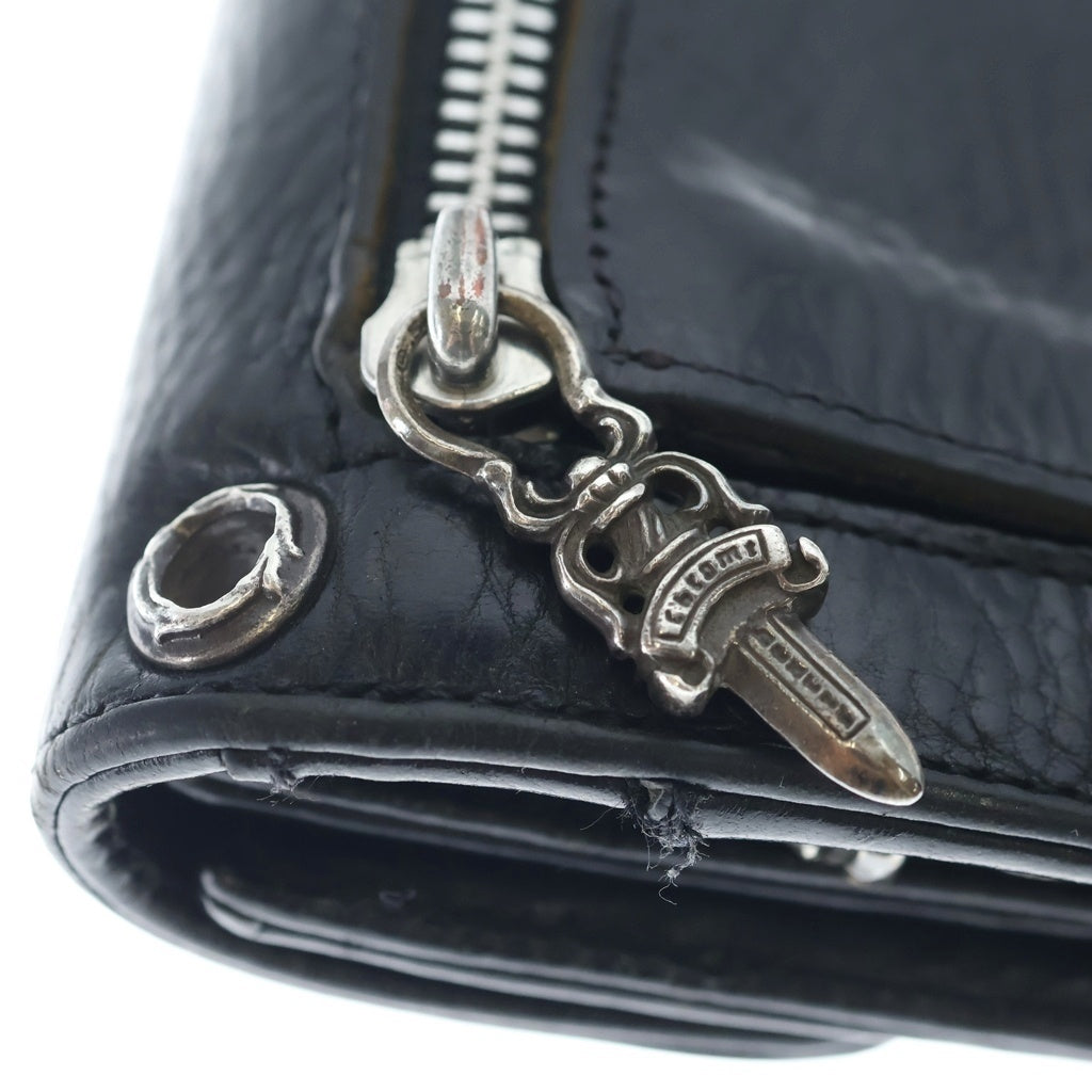 CHROME HEARTS(クロムハーツ) WAVE BS FLUER ウェーブ BSフレアボタンレザーウォレット財布 ブラック